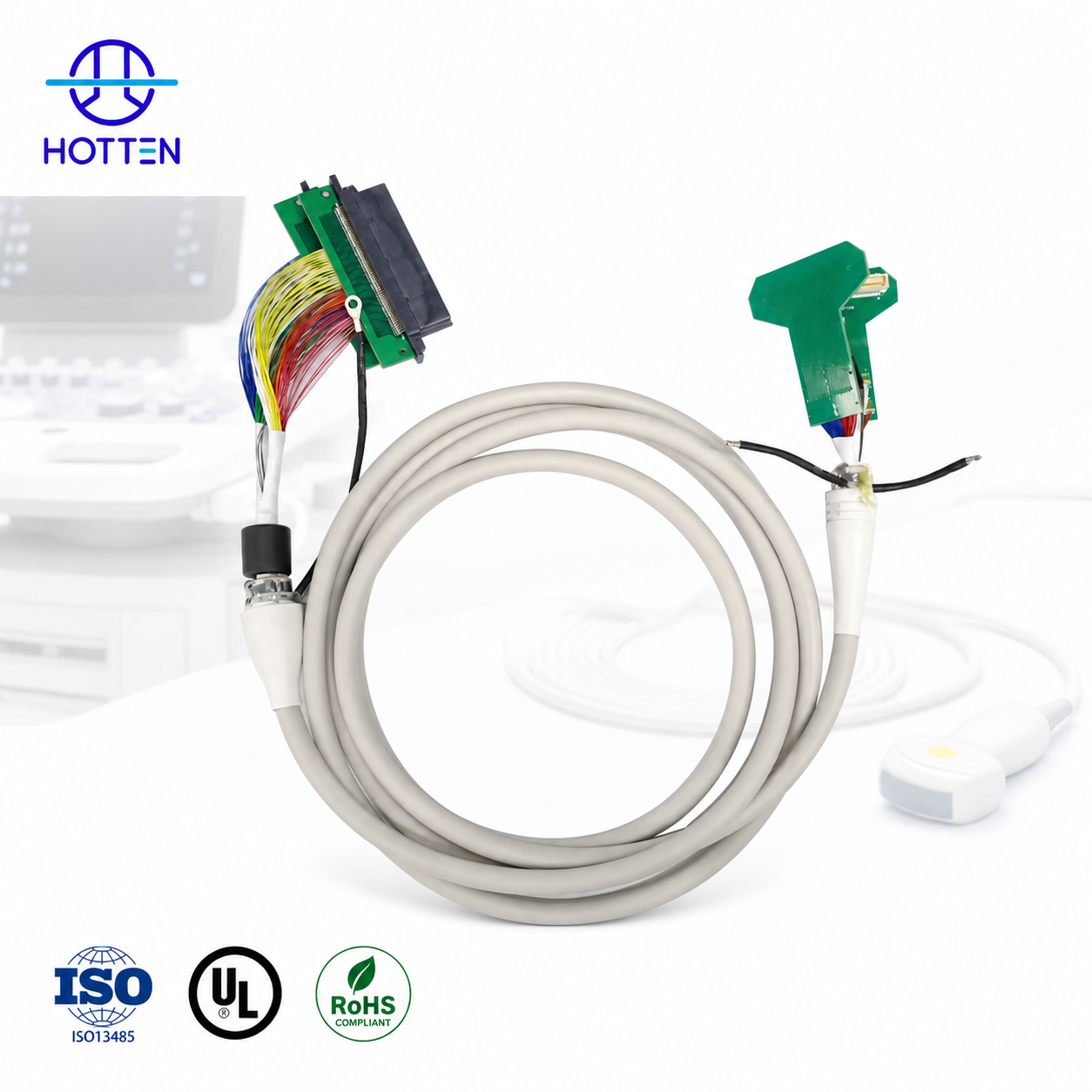 Ultrasound Probe Cable Assembly | High-Density Micro Coaxial Cable Solution