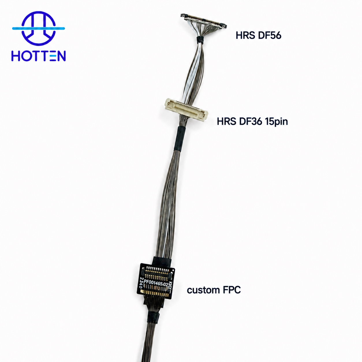 Custom HRS DF36 50 Pin 0.4mm Pitch 42AWG Micro Coaxial Cable Assembly for LVDS and High-Speed Applications