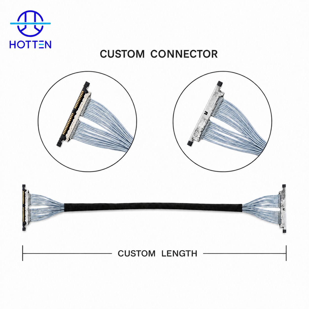 HRS DF56 26Pin 0.5mm Pitch Micro Coaxial Cable Assembly for EDP LCD Display