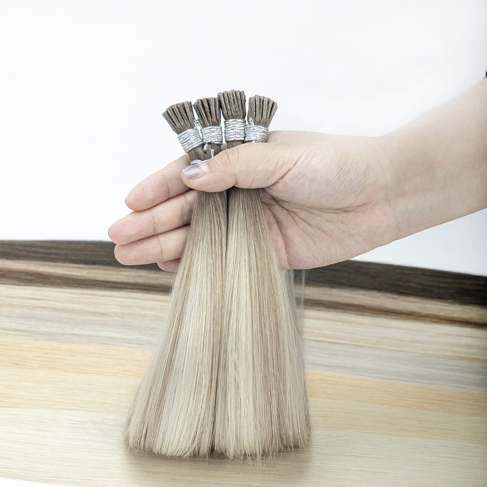 Pre-Bonded I Tip Double Drawn Virgin Human Hair Extensions for Professional Micro Ring Installation
