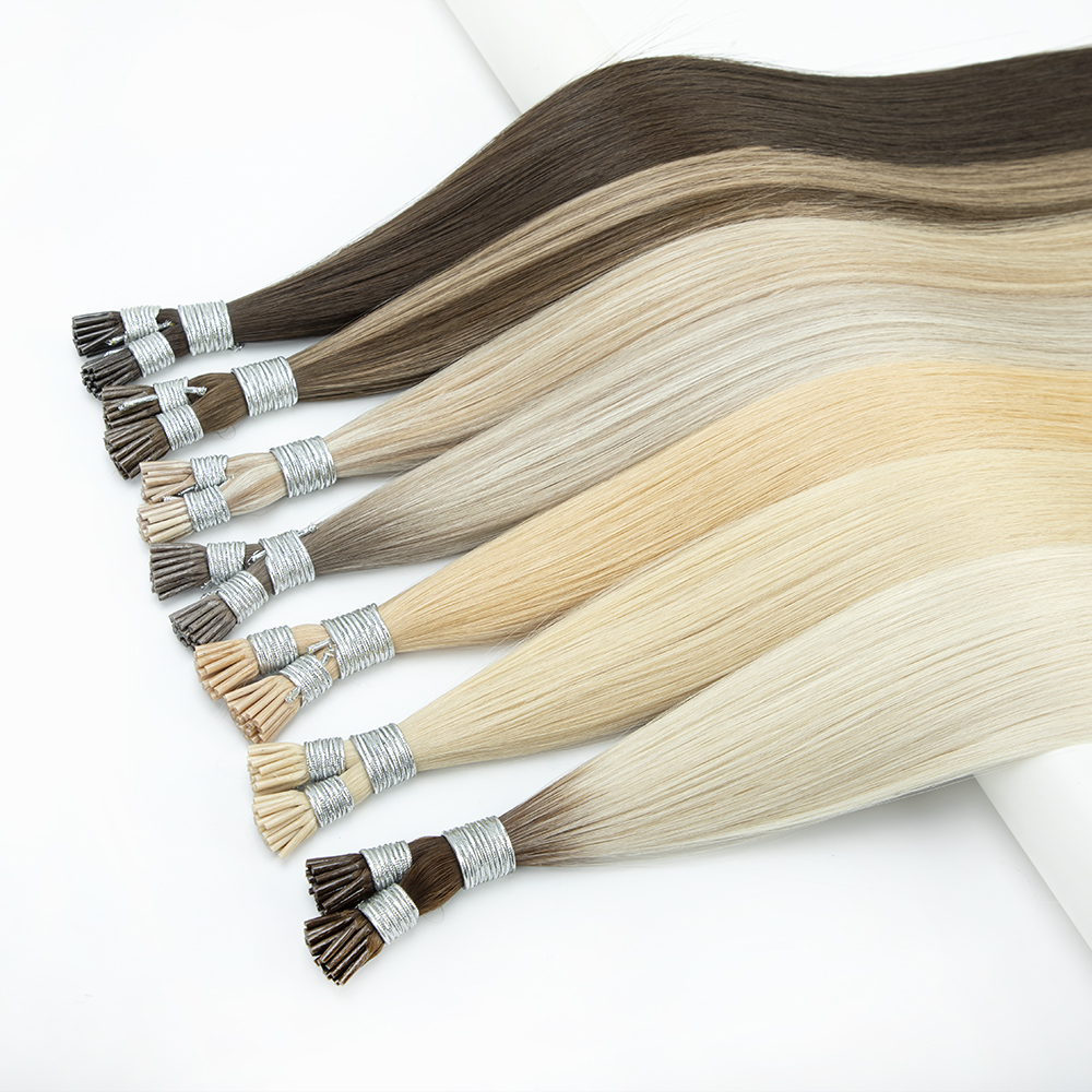 Pre-Bonded I Tip Double Drawn Virgin Human Hair Extensions for Professional Micro Ring Installation