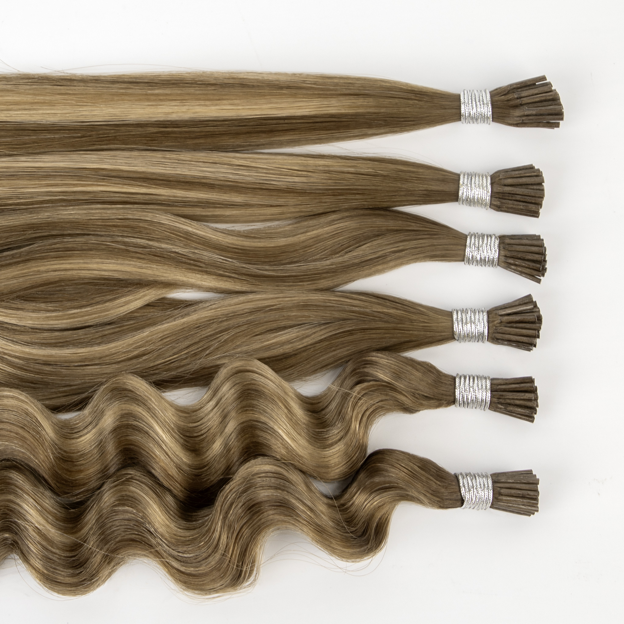 Pre-Bonded I Tip Double Drawn Virgin Human Hair Extensions for Professional Micro Ring Installation