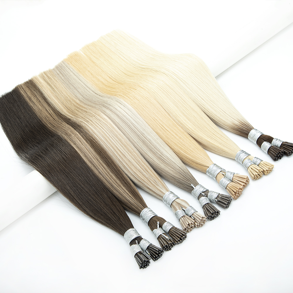 Pre-Bonded I Tip Double Drawn Virgin Human Hair Extensions for Professional Micro Ring Installation