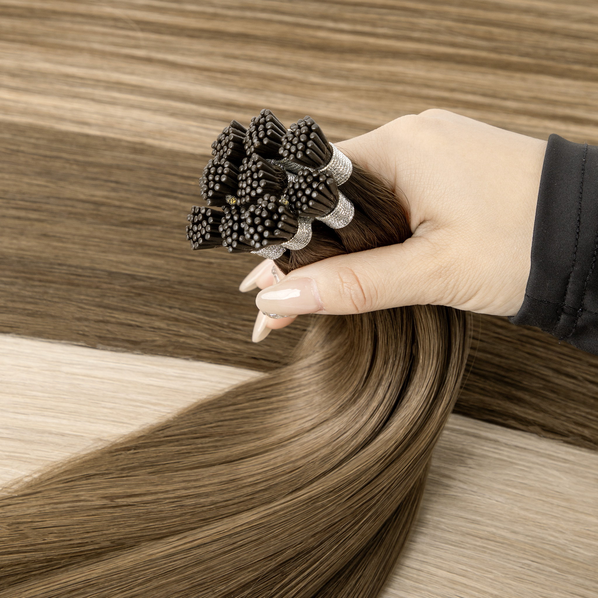 Pre-Bonded I Tip Double Drawn Virgin Human Hair Extensions for Professional Micro Ring Installation