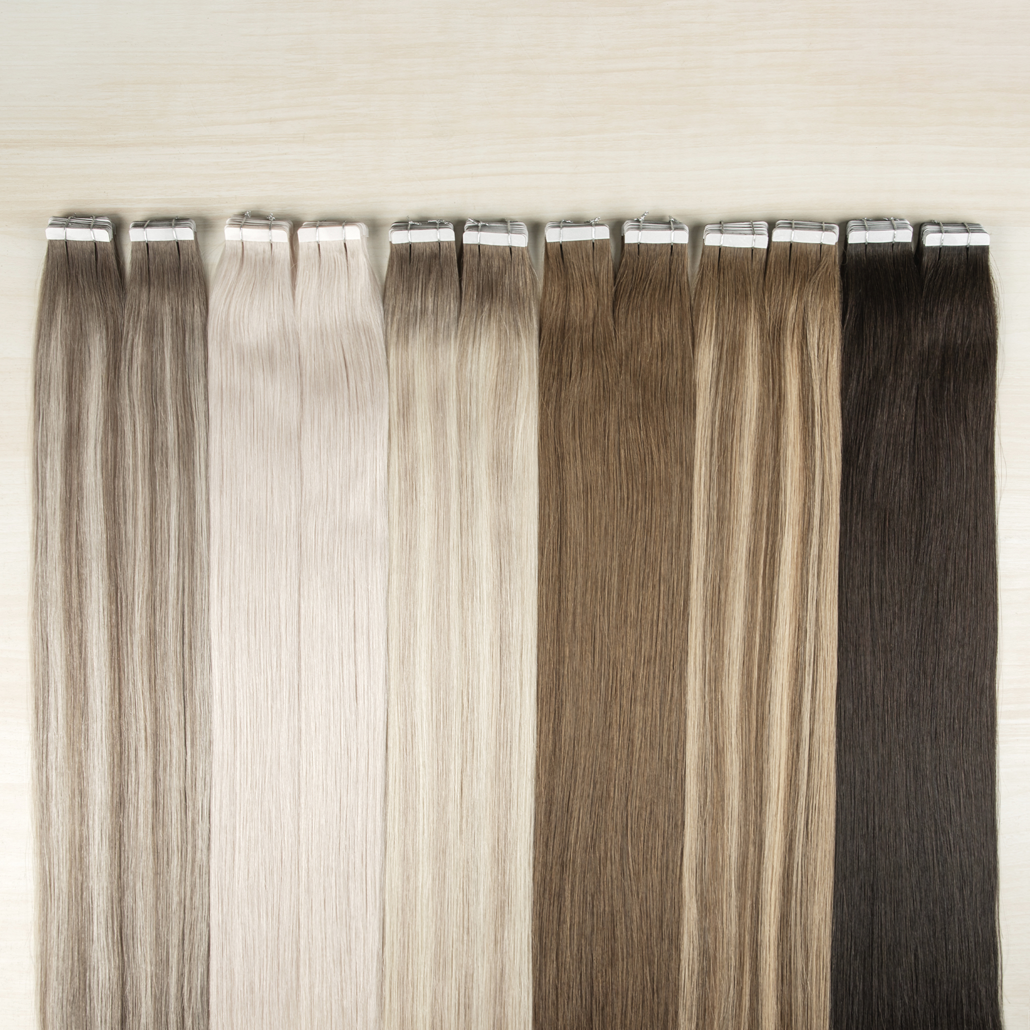 12A 13A Double Drawn Russian European Virgin Human Hair Tape In Extensions With German Water-Resistant Adhesive