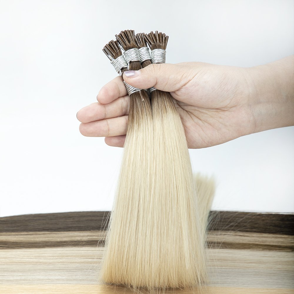 Pre-Bonded I Tip Double Drawn Virgin Human Hair Extensions for Professional Micro Ring Installation