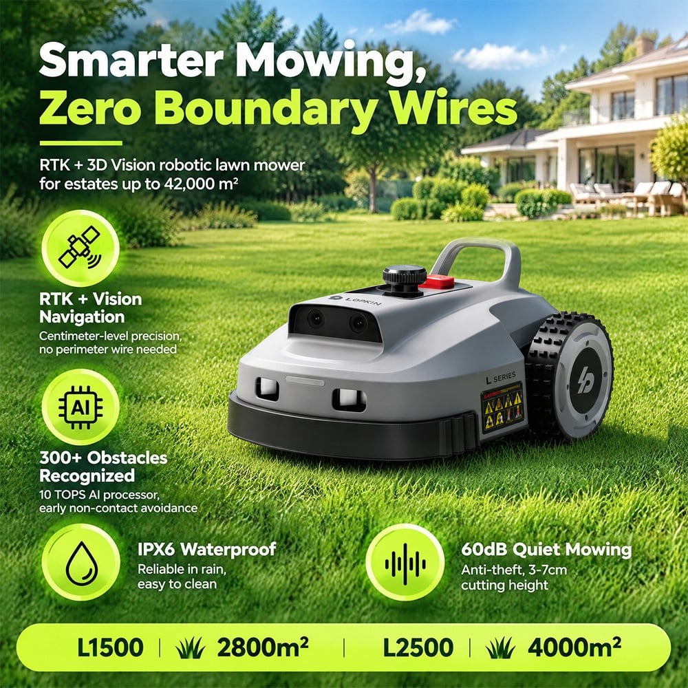 Kesen Battery Cordless Industrial Grade Remote Control Lawn Mower 1000mm Cutting Height Wheeled All-Terrain Self-Propelled Robot
