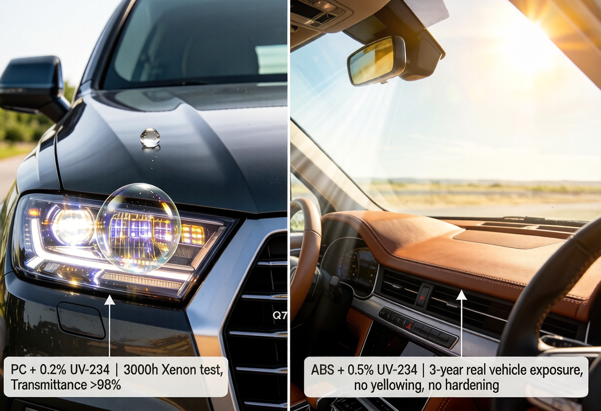 UV-234 application in automotive polycarbonate headlight lenses