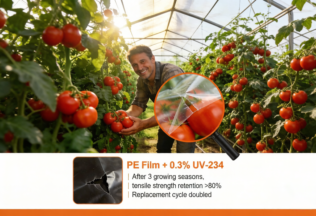 UV-234 in PE greenhouse film for extended agricultural service life
