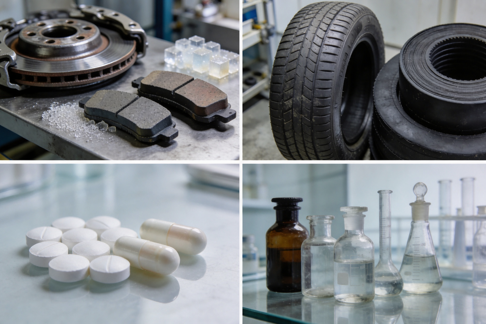 Main applications of Urotropine: resin curing for brake pads, rubber accelerators, pharmaceuticals, and chemical reagents