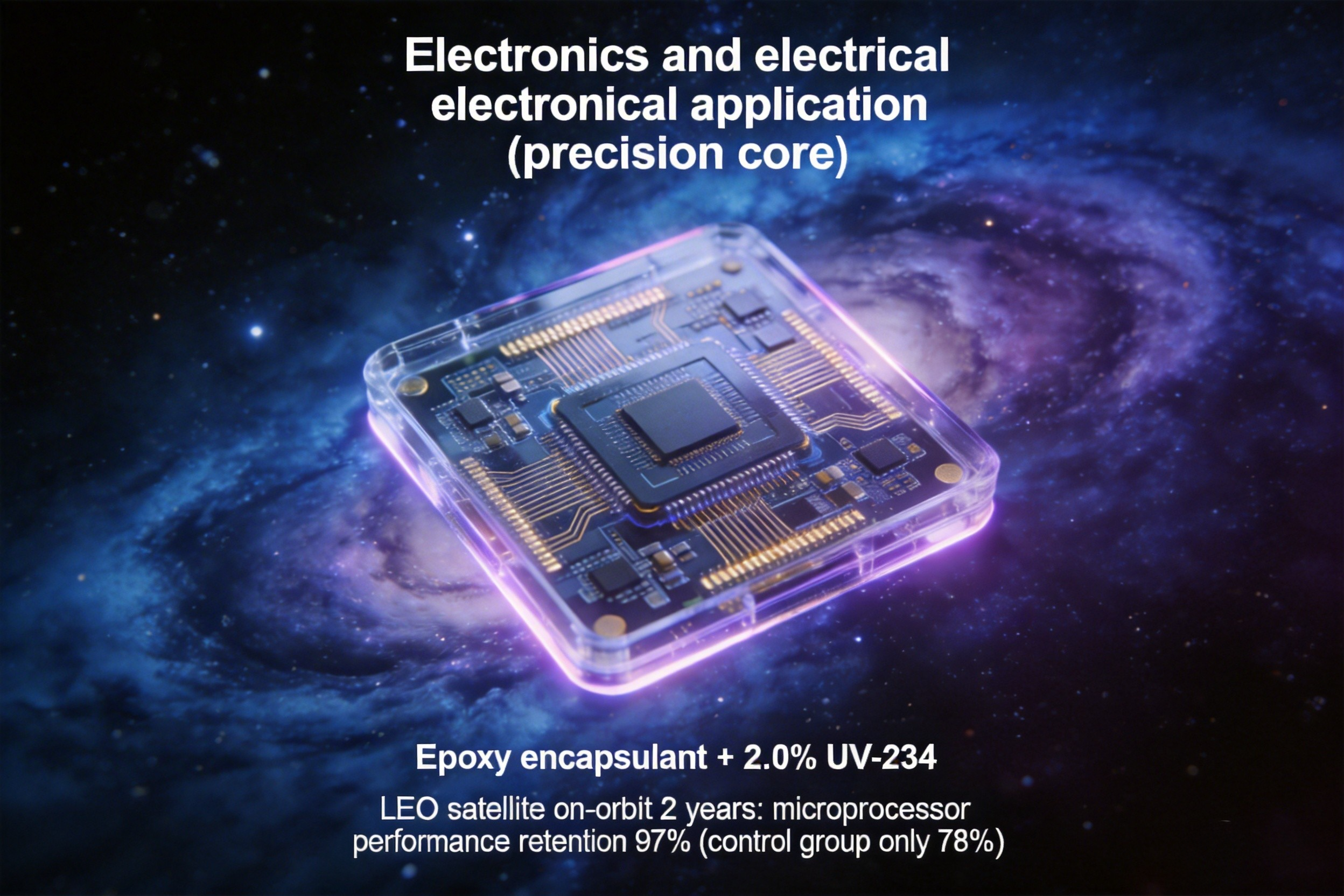 UV-234 in epoxy encapsulant for aerospace electronics UV protection