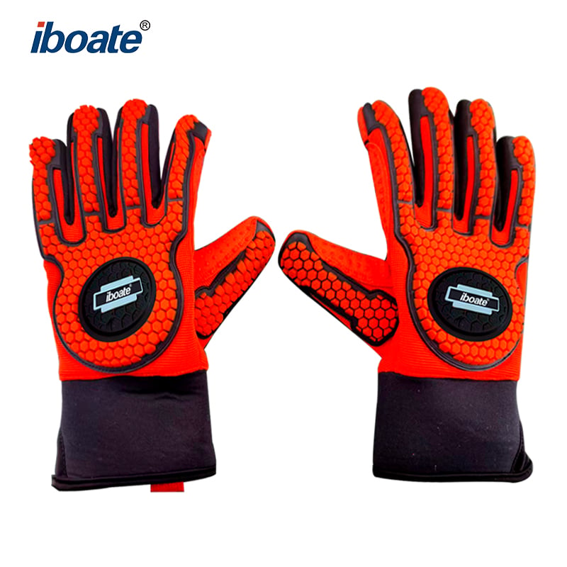 ถุงมือทำงานสีแดงกันน้ำมันและป้องกันการกระแทก รุ่น Iboate-0532 – ถุงมือความปลอดภัยกันลื่นและต้านการตัด