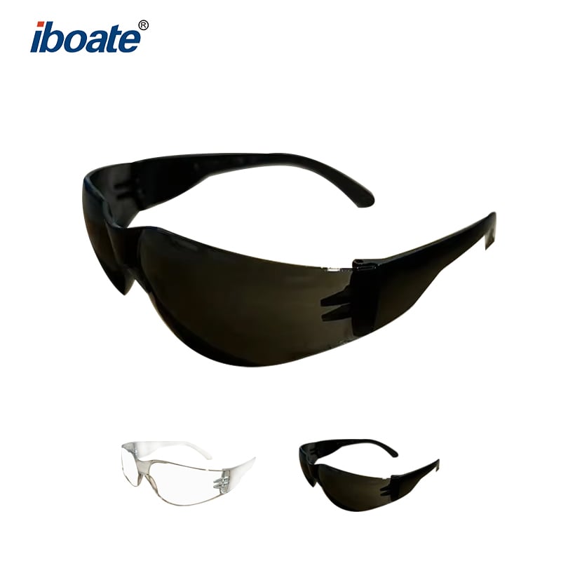 แว่นตากันกระแทกประหยัดรุ่น iboate YS-3011 ได้รับมาตรฐาน CE EN166 พร้อมเลนส์ใสสีเทา