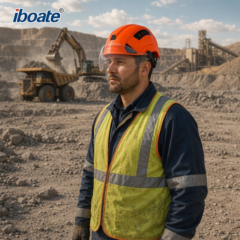 Iboate® SF-10 Industrial Safety Helmet with Integrated Visor — Product Detail Page