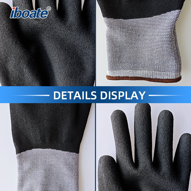 Iboate Nitrile Foam Work Gloves – 15-Gauge Breathable Knit Superior Palm Grip (CE Certified)