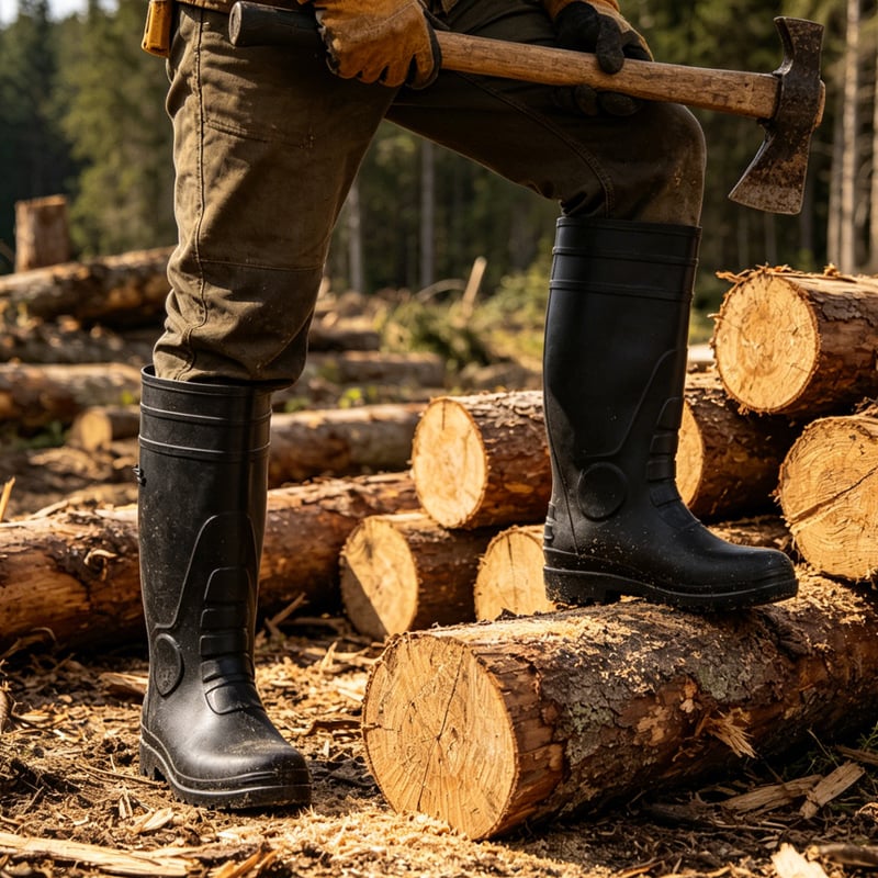 iboate black high top safety rubber boots   waterproof industrial protective footwear-2