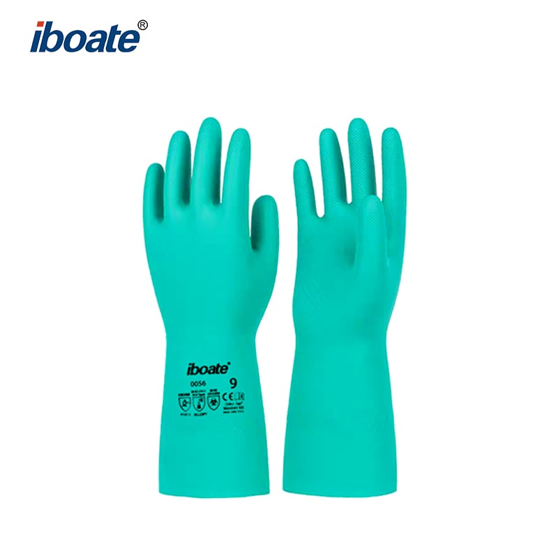 Iboate 0056 Green Nitrile Chemical Resistant Gloves - EN 374 Certified Industrial Protective Gloves