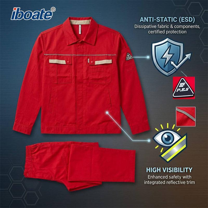 Iboate Anti-Static ESD Work Suit – High Visibility Reflective Safety Uniform (HF P.E.S Certified)