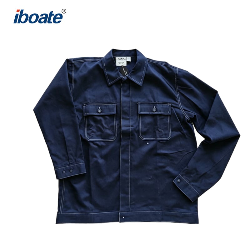 Iboate Reinforced Work Suit – Heavy-Duty Contrast Stitch Two-Piece Safety Uniform (Jacket + Trousers)