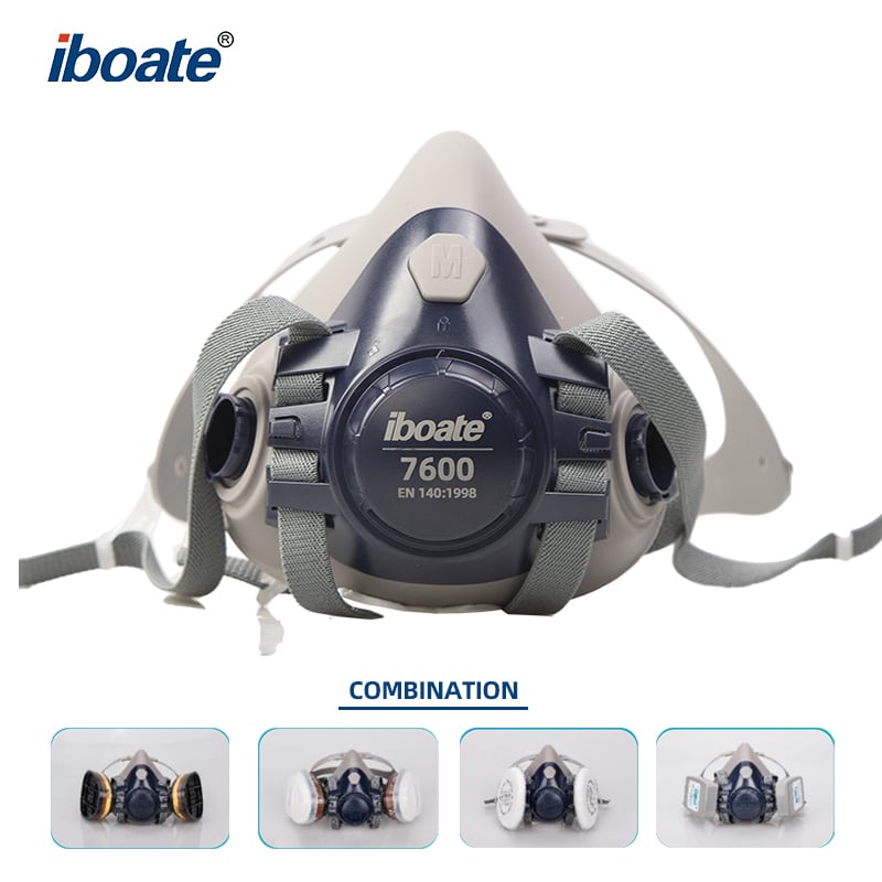 หน้ากากป้องกันฝุ่นและสารเคมีแบบใช้ซ้ำได้ Iboate7500 สำหรับส่วนล่างของใบหน้า | ผ่านการรับรองมาตรฐาน CE