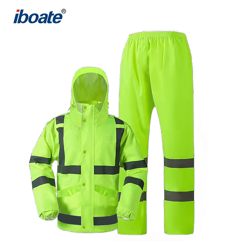 High-Visibility Reflective Rain Suit - Iboate Waterproof Windbreaker Workwear Set