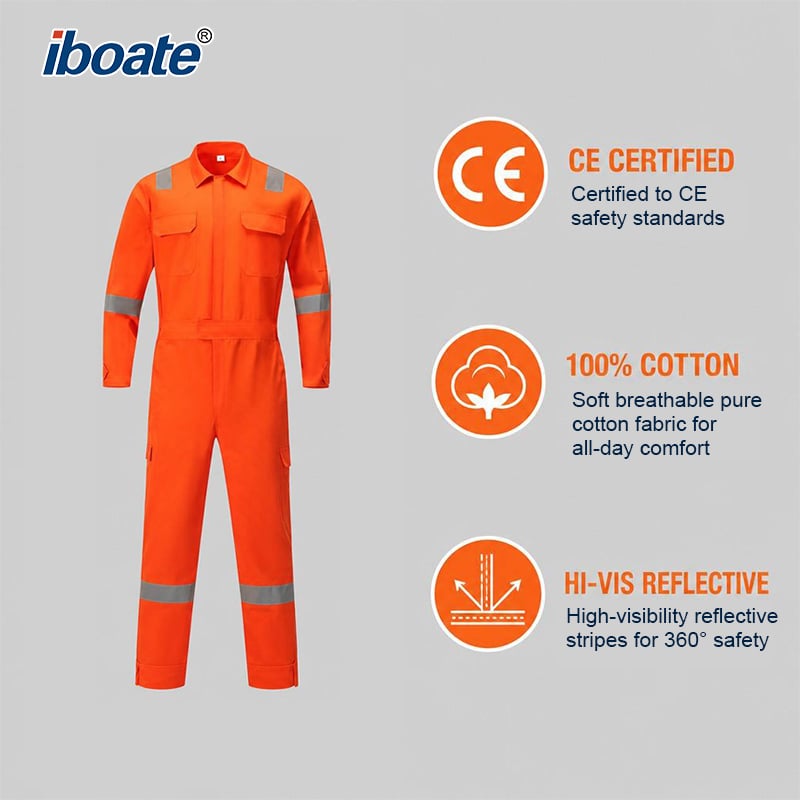 Iboate® Hi-Vis Reflective Cotton Work Coverall — Model JP0803 — Product Detail Page