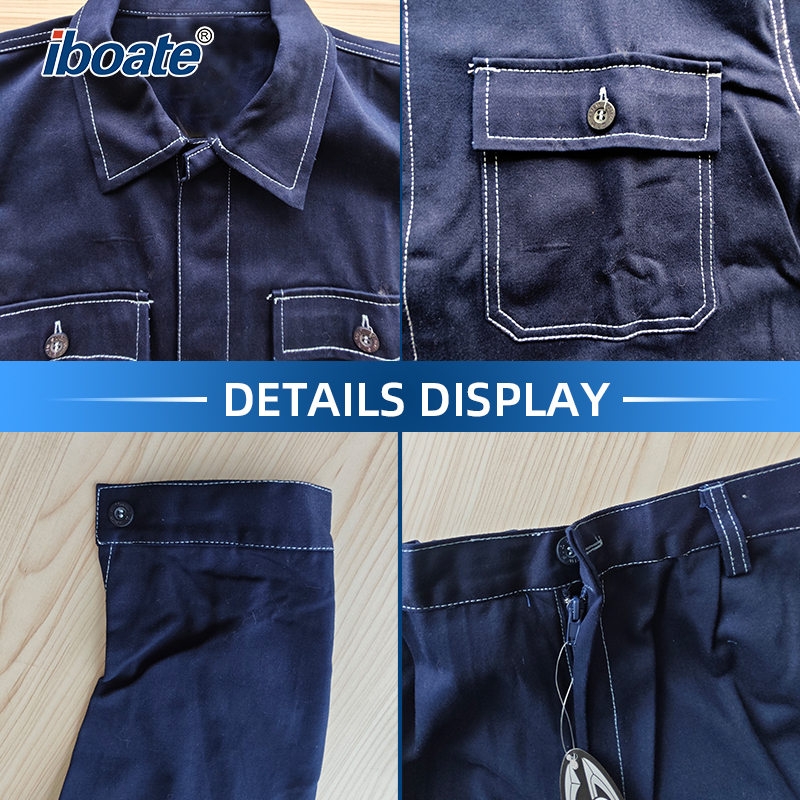 Iboate Reinforced Work Suit – Heavy-Duty Contrast Stitch Two-Piece Safety Uniform (Jacket + Trousers)