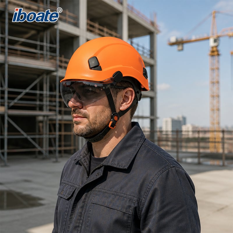 Iboate® SF-10 Industrial Safety Helmet with Integrated Visor — Product Detail Page