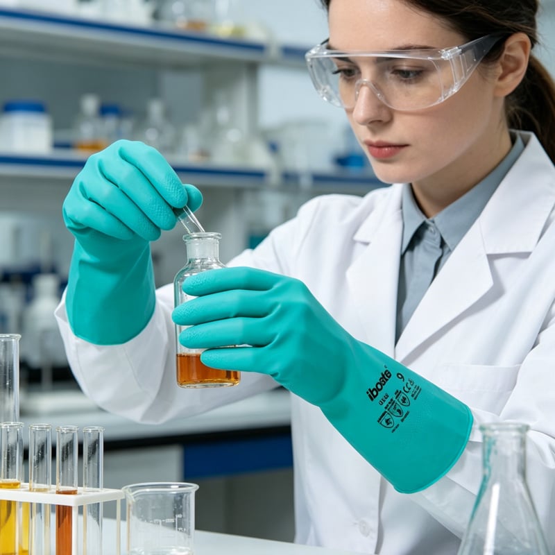 iboate 0056 green nitrile chemical resistant gloves   en 374 certified industrial protective gloves-2