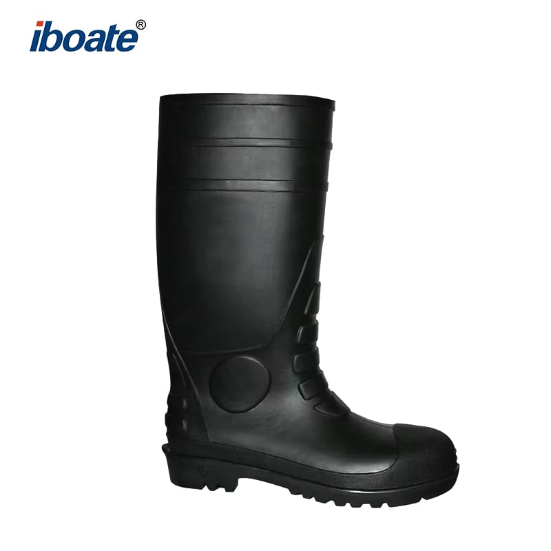 Iboate Black High-Top Safety Rubber Boots - Waterproof Industrial Protective Footwear