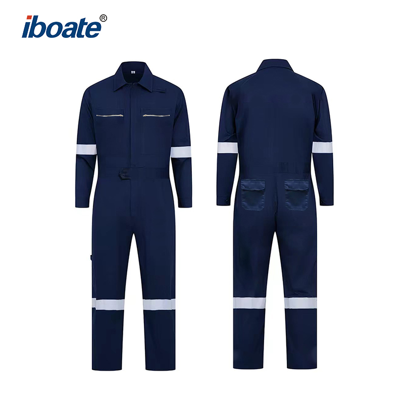 Iboate High-Visibility Navy Coverall Workwear - Customizable Industrial Safety Jumpsuit