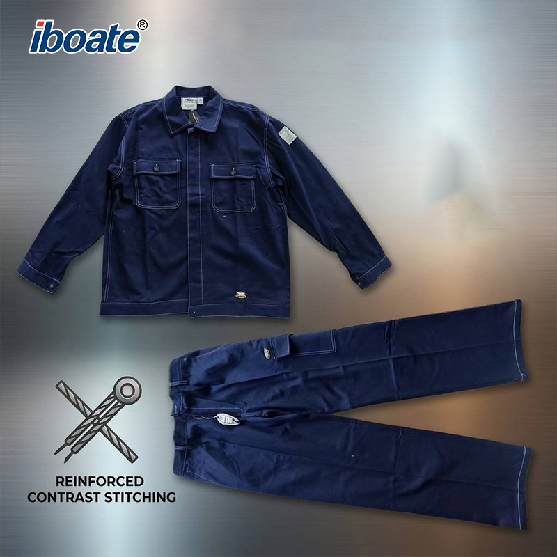 Iboate Reinforced Work Suit – Heavy-Duty Contrast Stitch Two-Piece Safety Uniform (Jacket + Trousers)