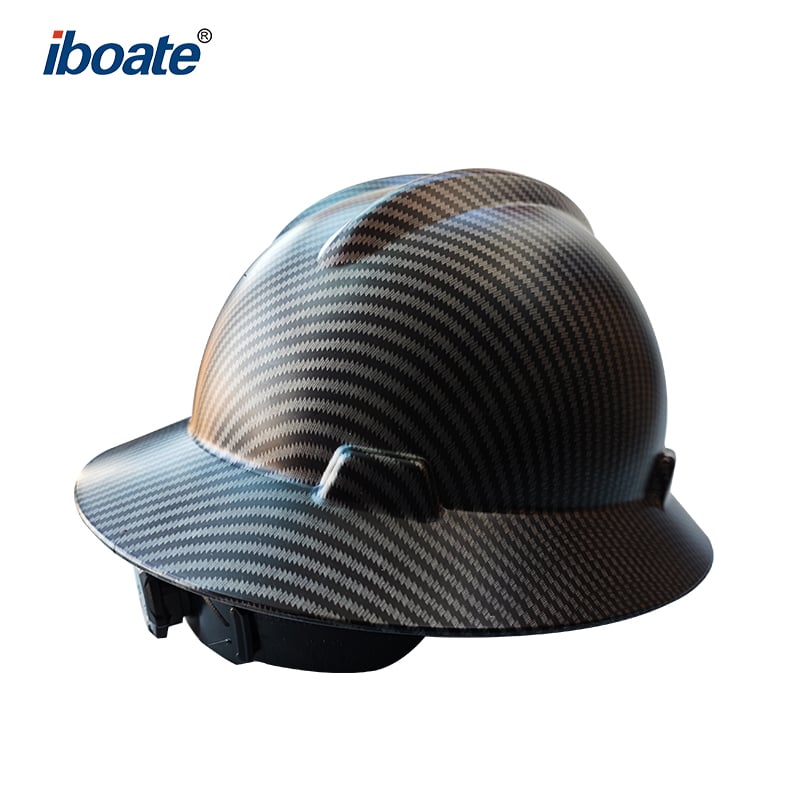 Carbon Fiber Full Brim Hard Hat - ANSI Z89.1 Certified V-Shape Safety Helmet