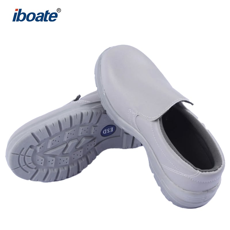 รองเท้าเพื่อความปลอดภัยสีขาวของ Iboate — กันไฟฟ้าสถิตย์และกันแรงกระแทก ใช้ได้ในห้องปฏิบัติการไร้ฝุ่นและโรงงานแปรรูปอาหาร