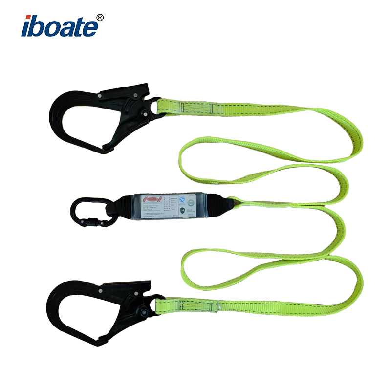 Iboate SL301-1 Steel Double-Hook Safety Connecting Rope - EN355 & EN362 Certified Fall Protection