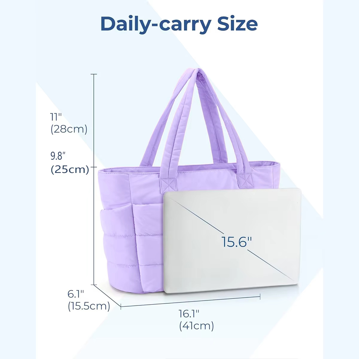 Padded Quilted Tote Bag with Laptop Compartment