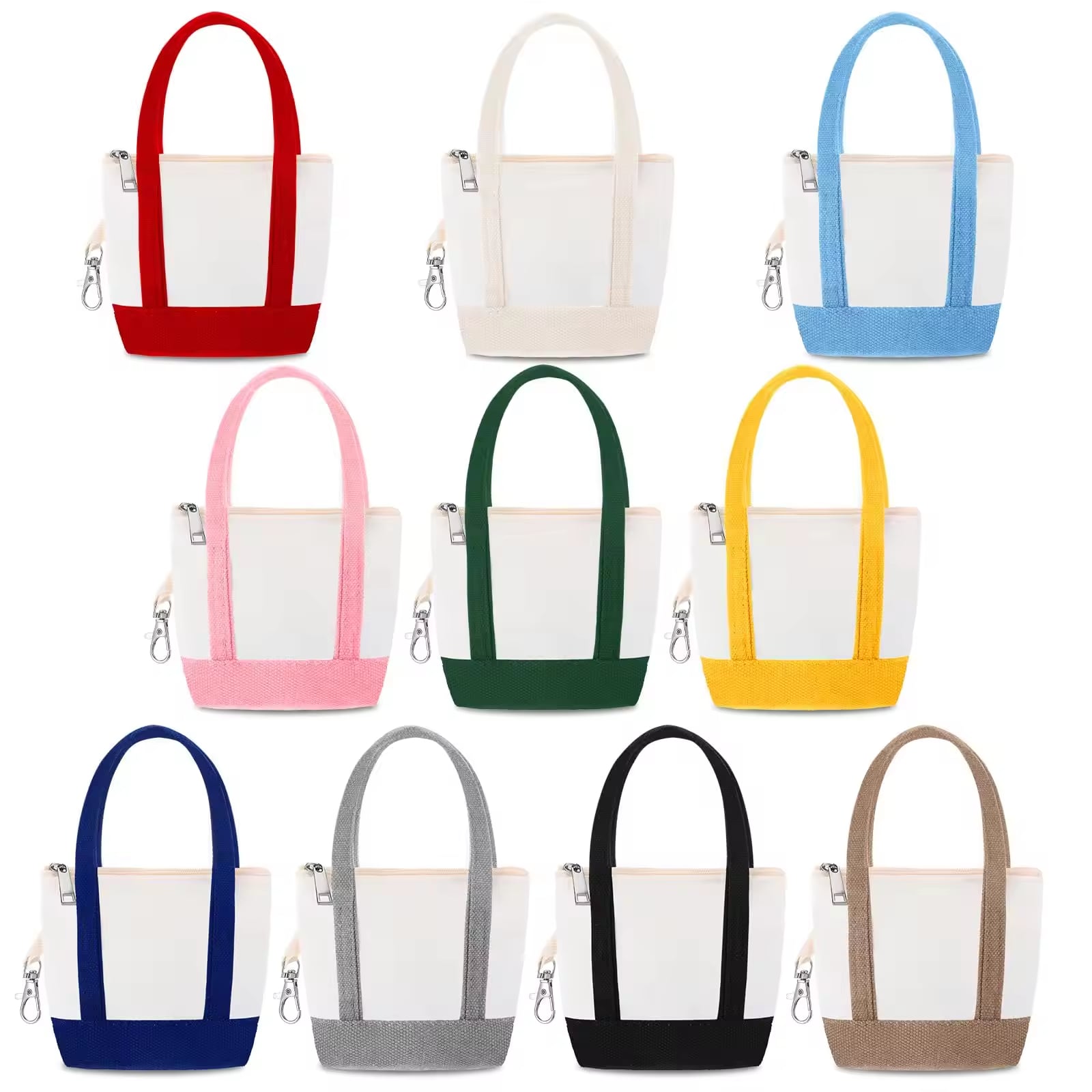 Custom Mini Canvas Tote Bag Keychain 