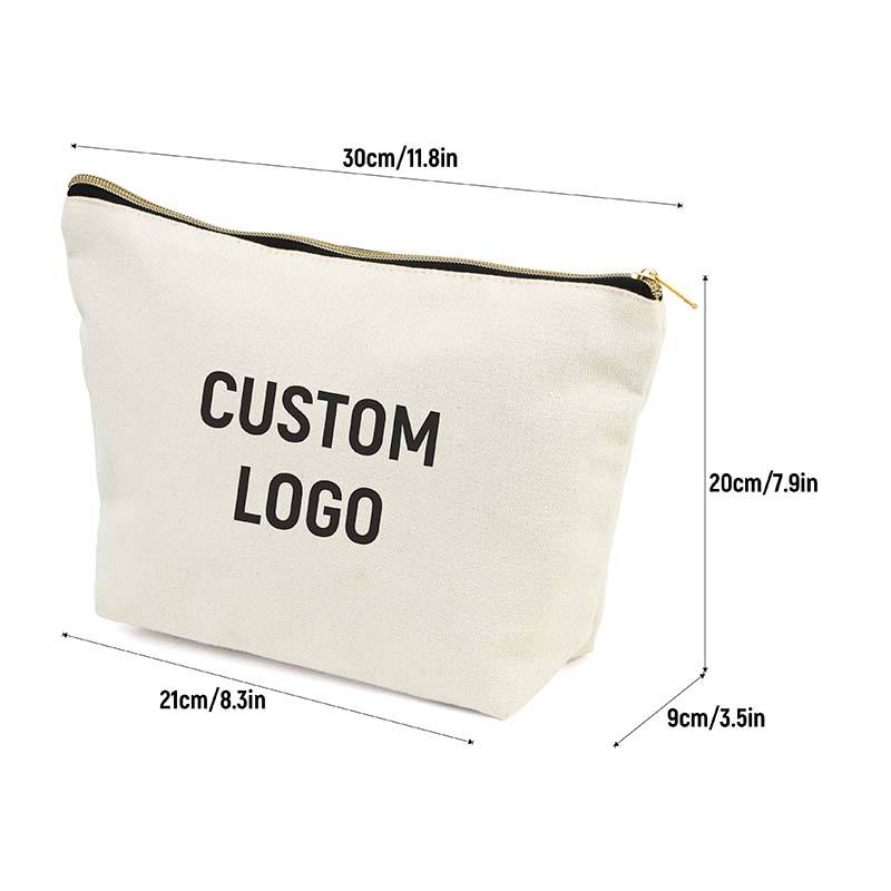 Custom Cotton Canvas Cosmetic Bag with Zipper
