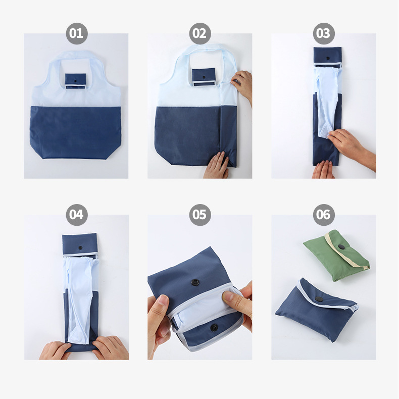 Foldable Two-Tone Shopping Tote Bag