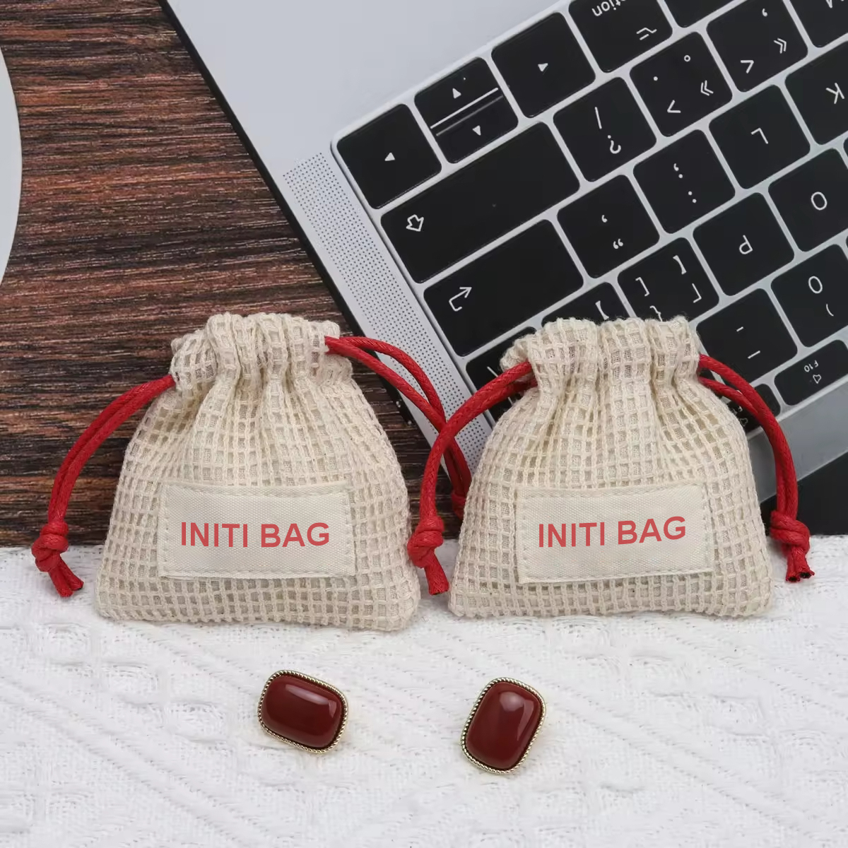 Wholesale Cotton Mesh Drawstring Pouch