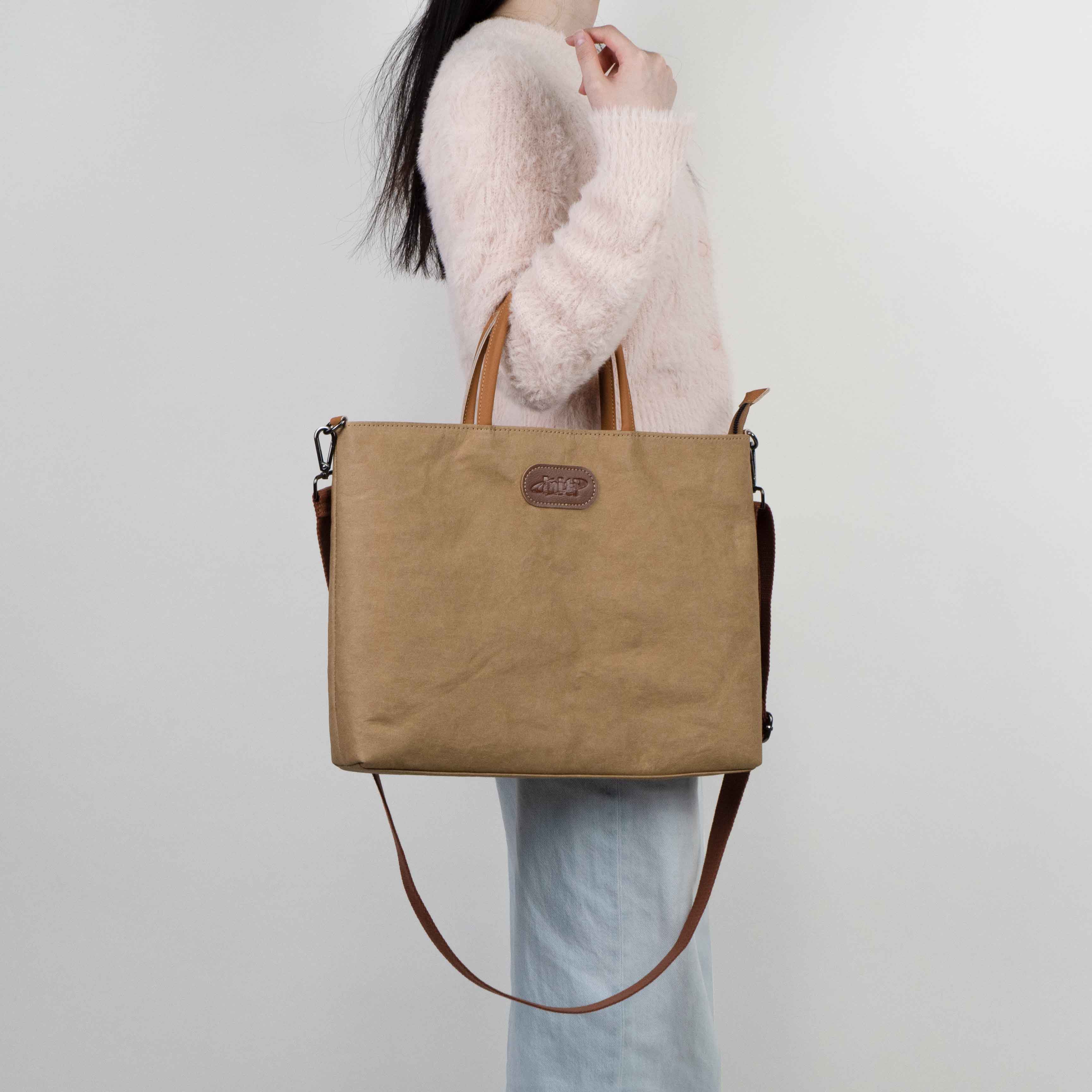 Laptop Tote Bag with Zipper and Detachable Shoulder Strap