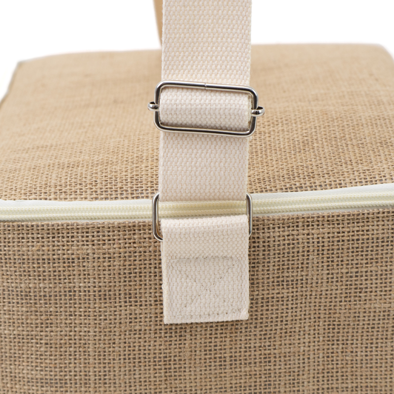 Custom Two-Tier Jute Insulated Cooler Bag
