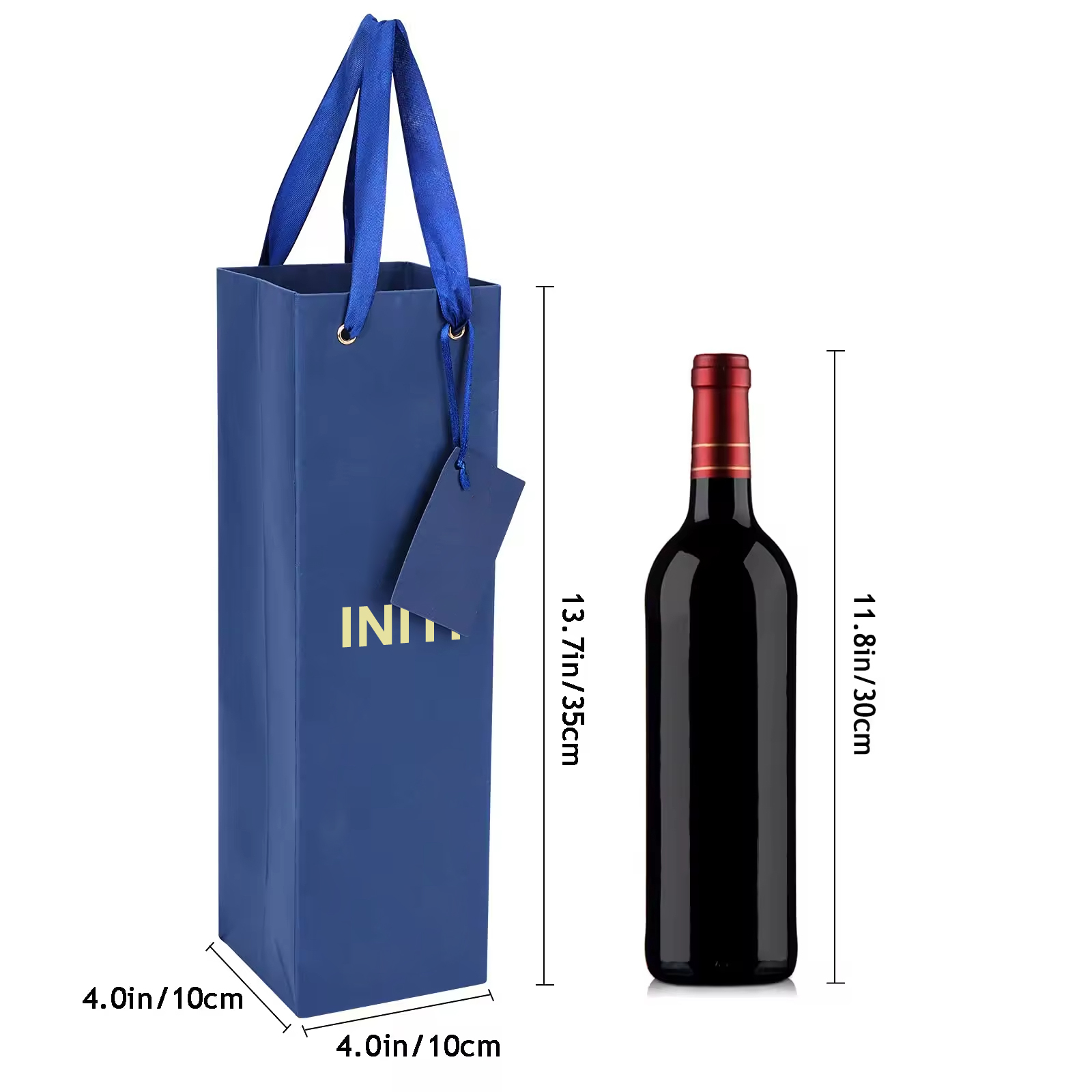 Ribbon Handle Paper Wine Bottle Bag
