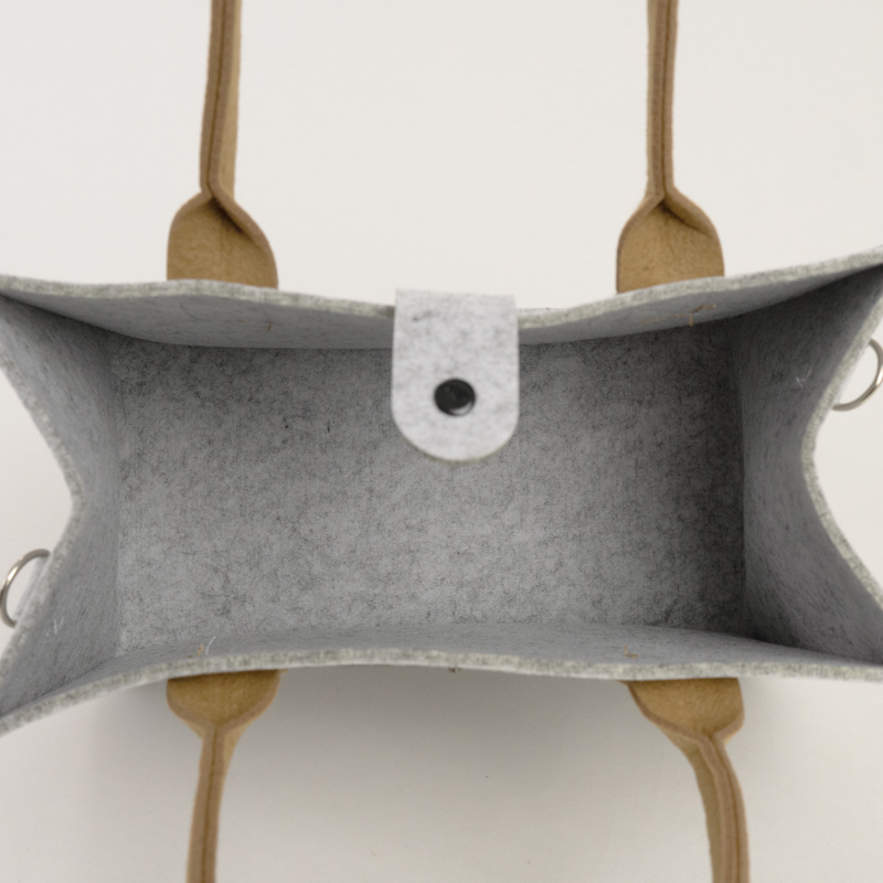 Snap-Closure Felt Shopper Bag