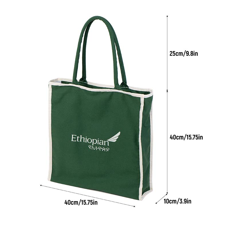 Contrast-Trim Zip-Top Canvas Tote Bag