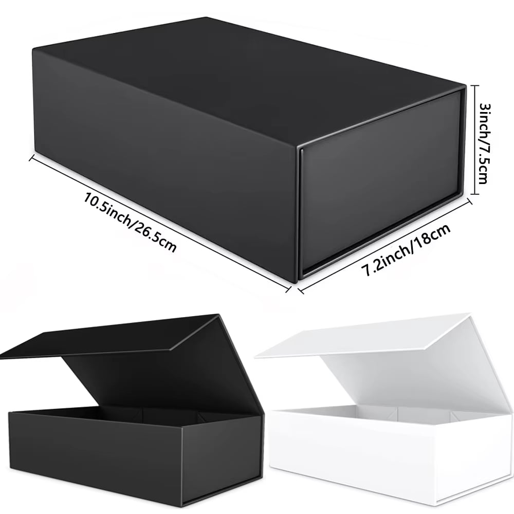 Magnetic Closure Rectangle Collapsible Ribbon Gift Box with Lid for Present Jewelry Gift