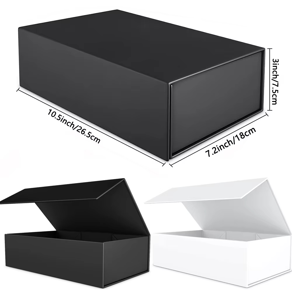 Magnetic Closure Rectangle Collapsible Ribbon Gift Box with Lid for Present Jewelry Gift