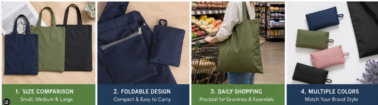 Foldable Tote Bag Size Guide for Retail Buyers