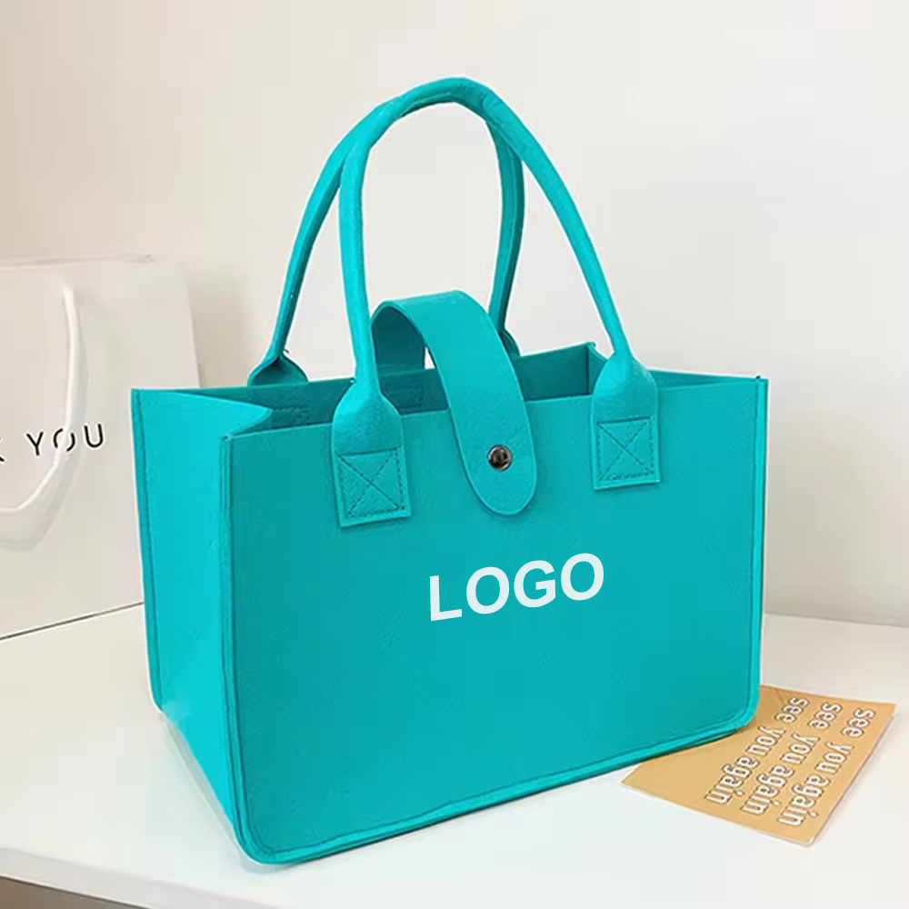 Custom Felt Tote Bag with Snap Closure