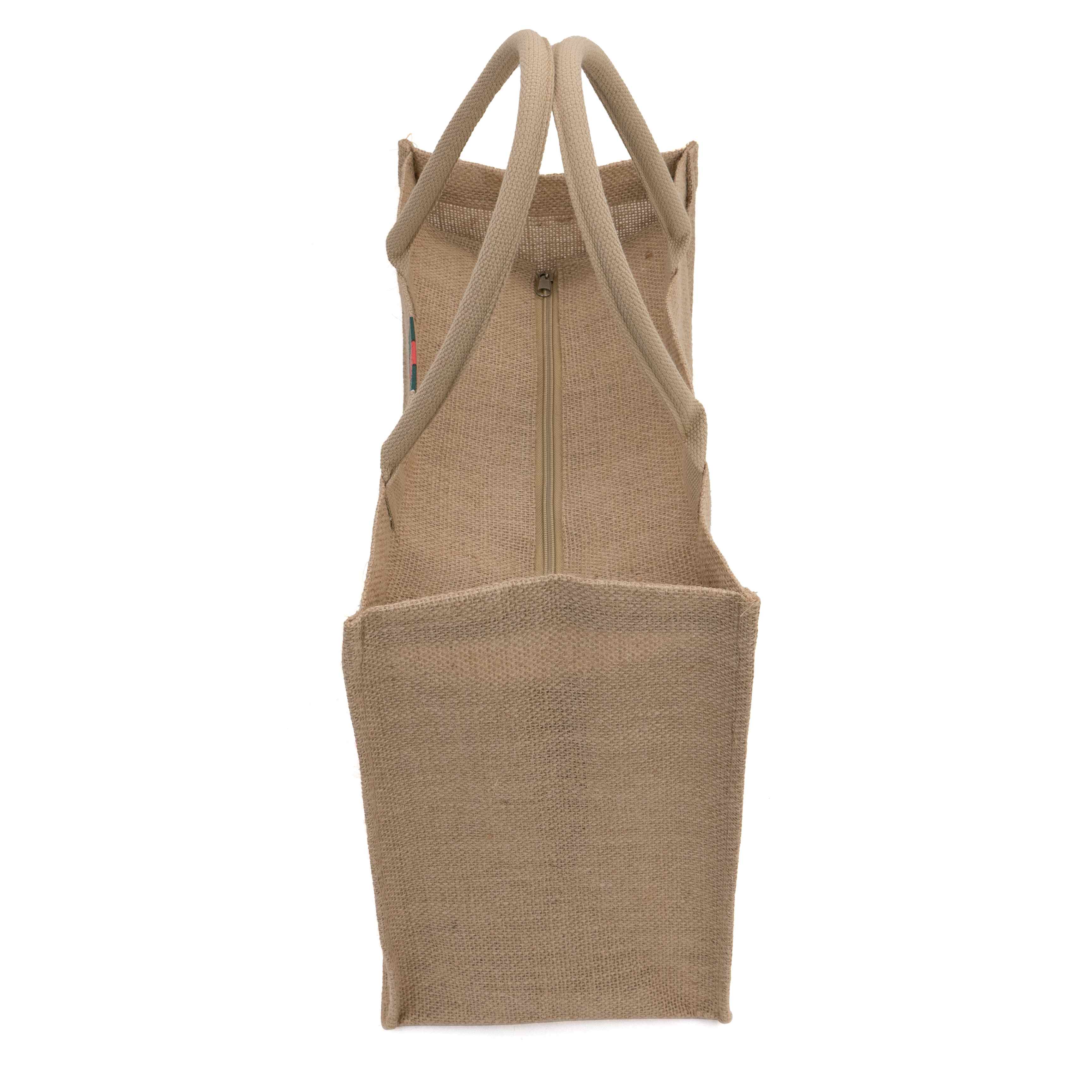 Striped Jute Tote Bag